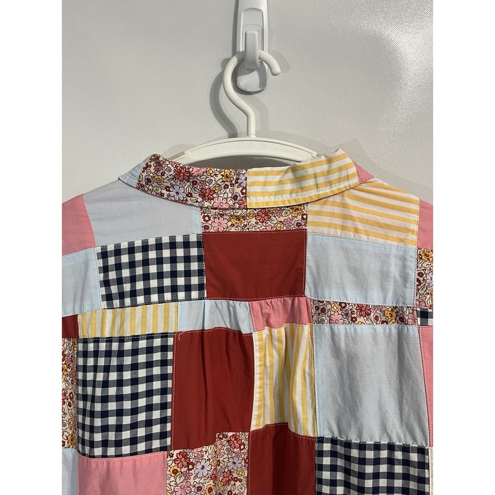 Lands End 2X 20-22 Button-Up Cotton Shirt Patchwork Granny Coastal Cottagecore - Picture 5 of 7